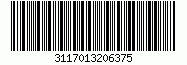 Kod kreskowy Codabar, zakodowano znaki 3117013206375