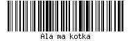 Kod kreskowy Code-128 (Kod-128), zakodowano tekst Ala ma kotka