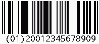 Kod kreskowy Databar (RSS-14), zakodowano cyfry (01)20012345678909