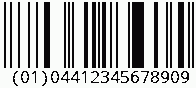 Kod kreskowy Databar (RSS-14), zakodowano cyfry (01)04412345678909