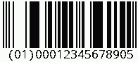 Kod kreskowy Databar (RSS-14), zakodowano cyfry (01)00012345678905