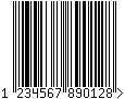 Kod kreskowy EAN-13, zakodowano cyfry 123456789012, suma kontrolna 8