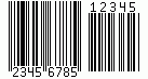 Kod kreskowy EAN-8, zakodowano cyfry 2345678, suma kontrolna 5z 5 dodatkowymi cyframi
