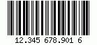 Kod kreskowy Identcode, zakodowano cyfry 12345678901, suma kontrolna 6