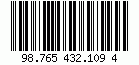 Kod kreskowy Identcode, zakodowano cyfry 98765432109, suma kontrolna 4