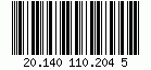 Kod kreskowy Identcode, zakodowano cyfry 20140110204, suma kontrolna 5