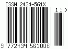 Kod kreskowy ISSN, zakodowano cyfry 977243456100, suma kontrolna 6 z 2 dodatkowymi cyframi13