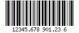 Kod kreskowy Leitcode, zakodowano cyfry 1234567890123, suma kontrolna 6